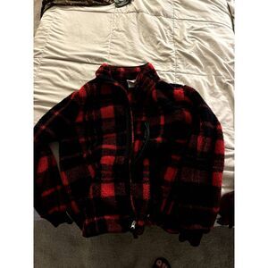 The North Face Red Holiday Plaid Full Zip Fleece